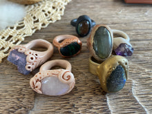 From the Goddess’s Vault: Clay and Crystal ring lot (7 rings)