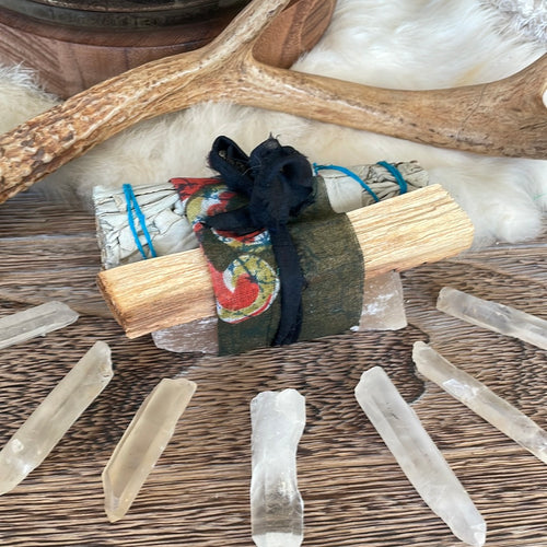The Ultimate Reset: White sage smudge bundle + palo santo + selenite