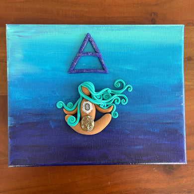 CLEARANCE From the Goddess’s Vault: Elemental Goddess of Water (Acrylic on canvas, w/Clay Goddess)