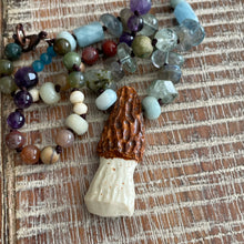 The Gatherer~ Gemstone & Morel mushroom necklace
