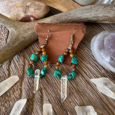 I am in a positive mindset: Turquoise and Agate beaded earrings