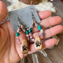 I am Loyal: Wolf Paw/Gemstone beaded earrings
