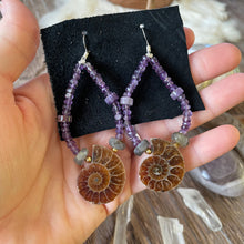 I am Peaceful: Amethyst and Ammonite beaded earrings